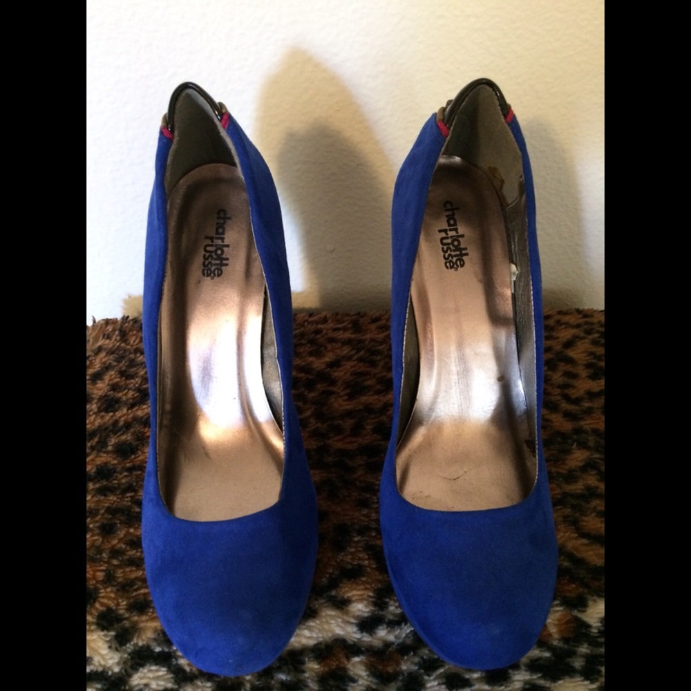 Charlotte Russe blue velvet pumps
